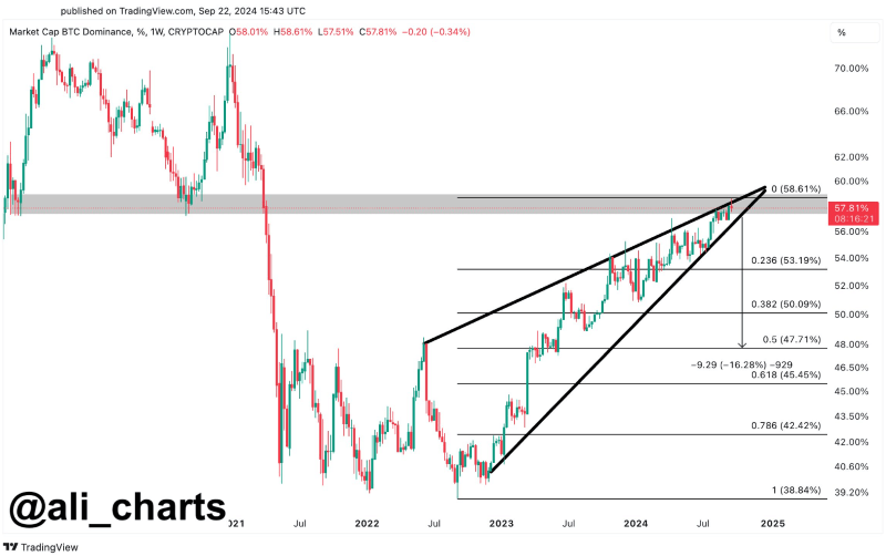 Bitcoin market cap dominance analysis. Source: Ali Martinez