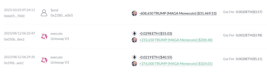 The August 12 purchase of MAGA. Source: Lookonchain