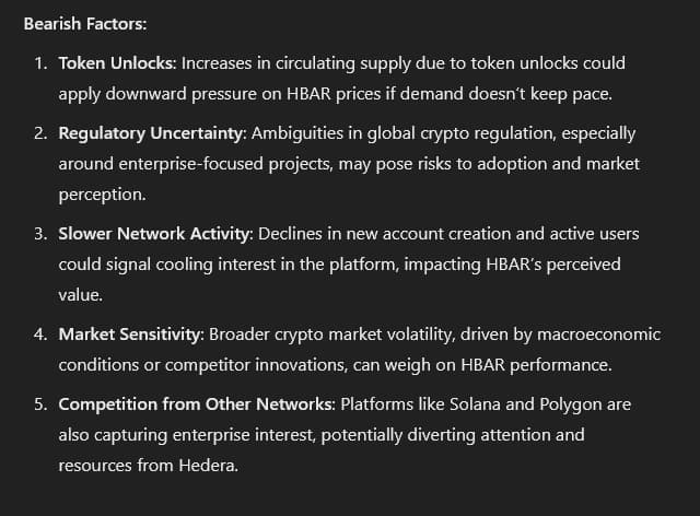 Bearish factors that could affect HBAR prices. Source: OpenAI